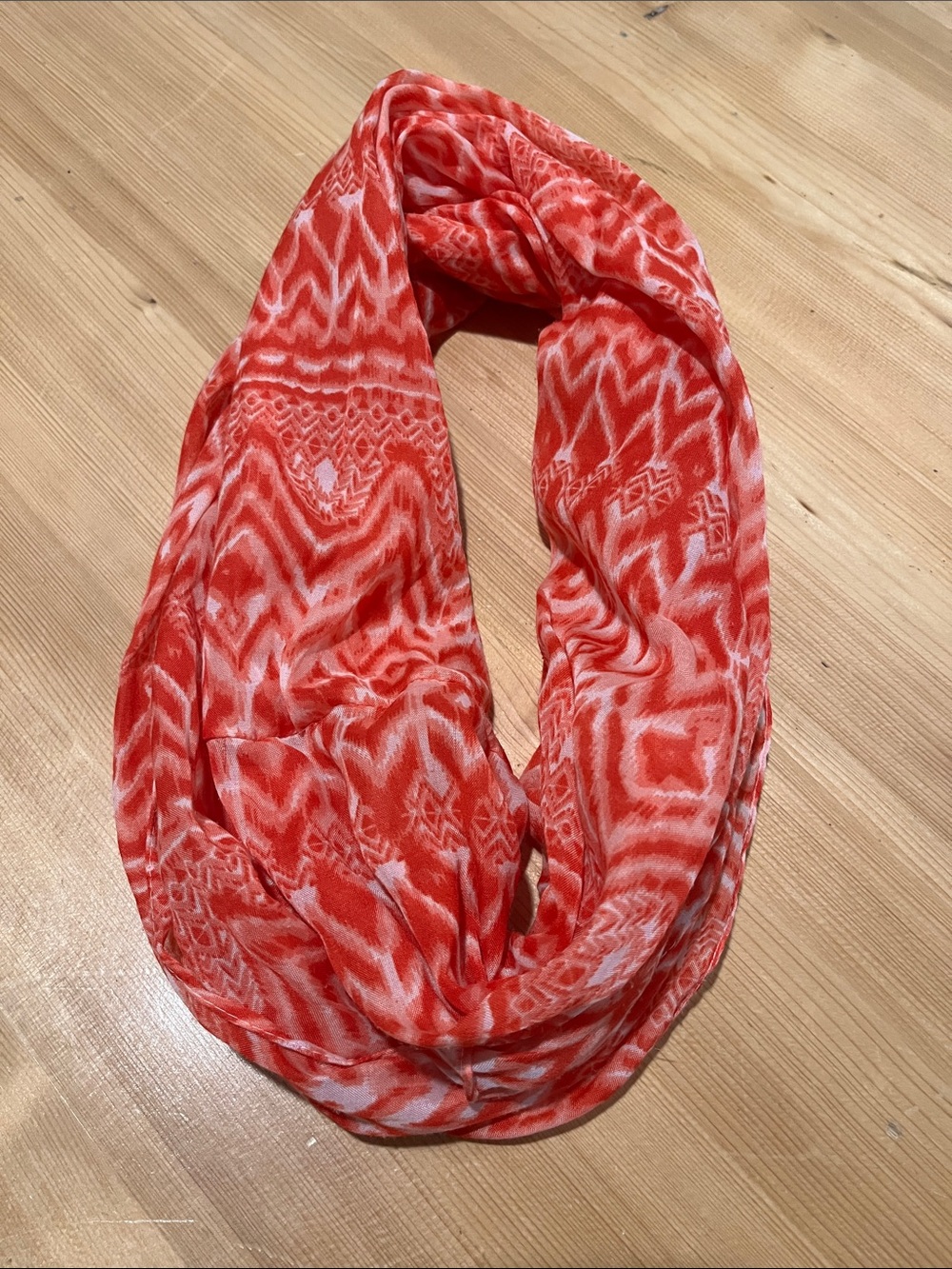 Hobby Lobby Red and White Patterned Infinity Scarf